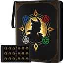 Trading Card Binder, Card Collection Binder 9 Pocket with 50 Removable Sleeves – 900-Pocket Compact 3-Ring Zipper Album, Durable Trading Card Holder for TCG/MTG Collectors (Grimoire)
