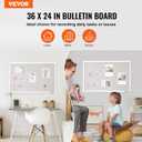 VEVOR 36"x24" White Cork Board with Linen Surface Stylish Wall-Mounted Bulletin Board for Home, School, Office Elegant & Functional Noticeboard