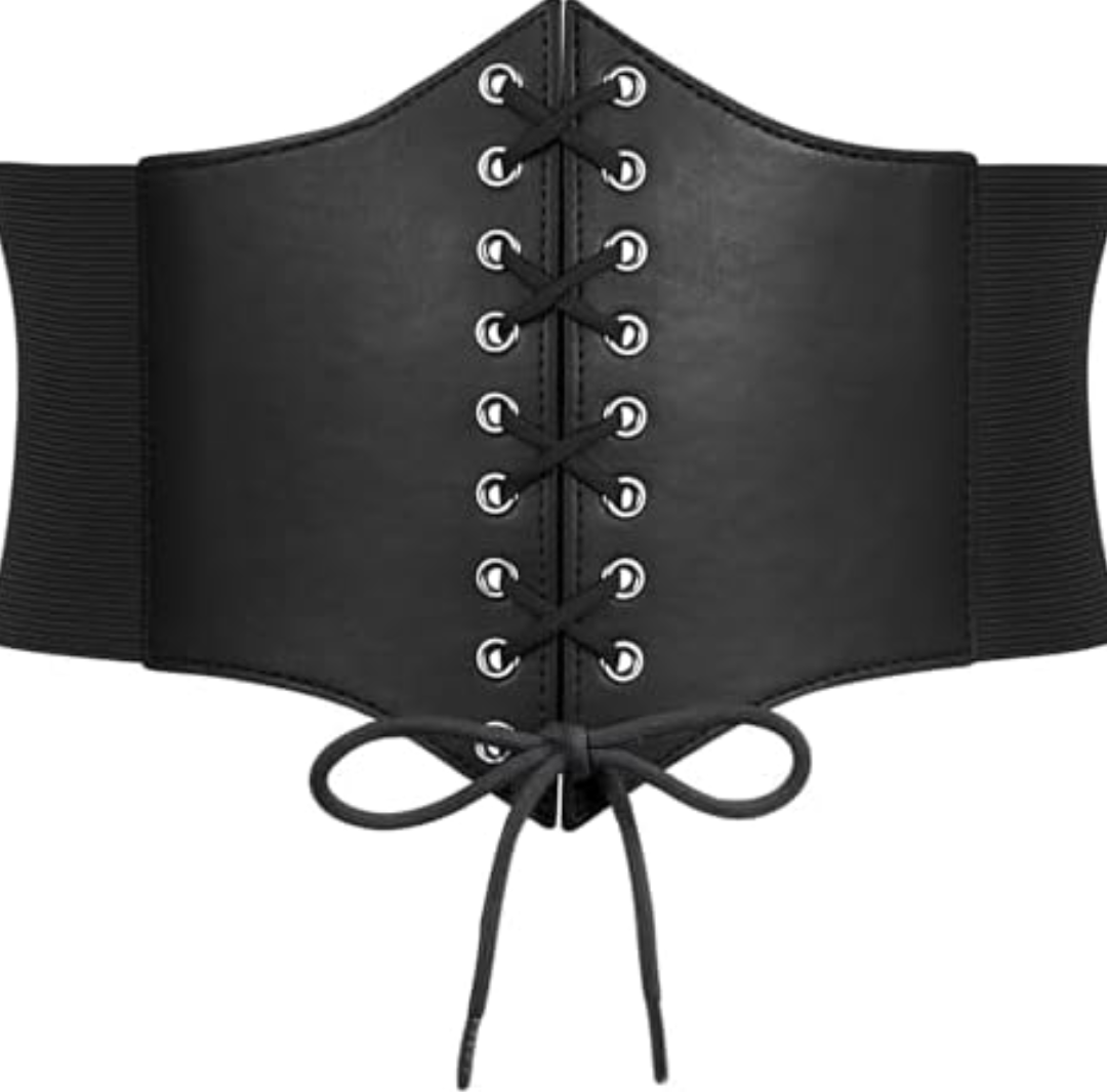 SUOSDEY Women Corset Waspie Belt Lace-up Retro Elastic Wide Belt for Dress Costume Halloween