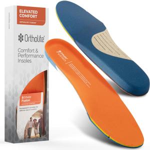 Ortholite Fusion Elevated Comfort Shoe Trim-to-Fit Insert - Proprietary Two-Layer Memory Foam System Designed for Ultimate Step-in Comfort and Long-Term Cushioning (M: 10-11.5, Orange)