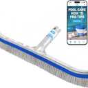 440 Combo Nylon and Stainless Steel Pool Brush - 18-Inch Heavy Duty Pool Brush Head for Cleaning Inground Pool Tiles, Walls, Floor and Steps - Scrub Brush Replacement Head, Strong Bristles - No Pole