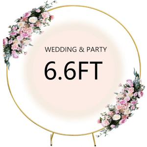 Linda's Memory 6.6 FT Round Backdrop Stand Fitting Balloon Arch Stand Frame Round Arch Stand for Parties Birthday Engagement Anniversary Bridal Shower Baby Shower Wedding Decor (Round 6.6 FT, Gold)