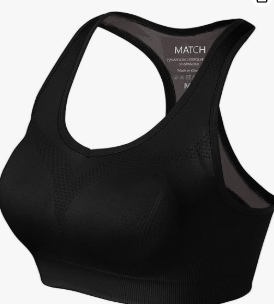 Match Racerback Sports Bras for Women – Padded Seamless Strappy Workout Tops for Yoga Gym Running Fitness Sports Bras, Pack of 2, Black, Medium