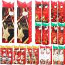 SilTriangle 50 Pack Christmas Wine Gift Bags Bulk with Tissue Papers and Tags Wine Bottle Wrap Bags with Handles for Xmas Holiday Gift Wrapping, 10 Designs, 14.2 x 4.7 x 3.5 Inches