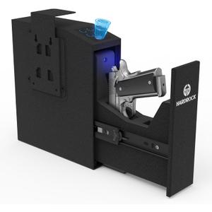 HARDROCK Gun Safe for Pistols, Biometric Wall Mounted Handgun Safe Box for Desk, Bedside,TruckDrop Down Quick Access Security Safe with Fingerprint Keypad Lock for Home nightstand
