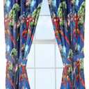 Jay Franco Kids Window Drapes - 4 Piece Curtain Set Includes 2 Tiebacks, Beautiful Bedding Room Dcor and Easy Set Up, Blue - Avengers, 63 Inch