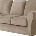 UNBBRRL 7 Piece Couch Covers for Sofa, Replacement Ektorp Sofa Cover 3 Seat with 1 Main Cover / 3 Seat Cushion Covers / 3 Backrest Covers, Velvet Settee Cover 3 Seater (Camel) (Camel)