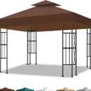 10x10 Canopy Replacement Top Cover Canopy Top Replacement Double Layer Vented Sunshade Cover Fits Standard 10'x10' Outdoor Gazebo Frame for Backyard/Patio/Garden Waterproof UV Resistant (Brown)