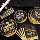 NatNarr Black and Gold Graduation Decorations 2026 Include Class Of 2026 Graduation Plates Napkins Cups Tablecloth Congrats Grad Banner for Middle College High School, 25 Guest