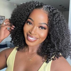 Afro Kinky Curly Bundles Human Hair 16 Inch 4B 4C Afro Kinky Bulk Human Hair Bundles Unprocessed Virgin Hair Curly Weave Hair Bundles for Women Natural Black