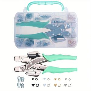 LZBRDY Professional 3mm & 5mm Eyelet Punch Pliers Kit with 160pcs Grommets with Silicone Grip for Leather, Fabric, Tarpaulin, Signs, Banners, DIY Craft Projects
