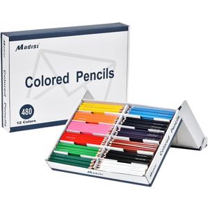 Madisi Colored Pencils Bulk - Pre-Sharpened - 12 Assorted Colors - 480 Bulk Pack