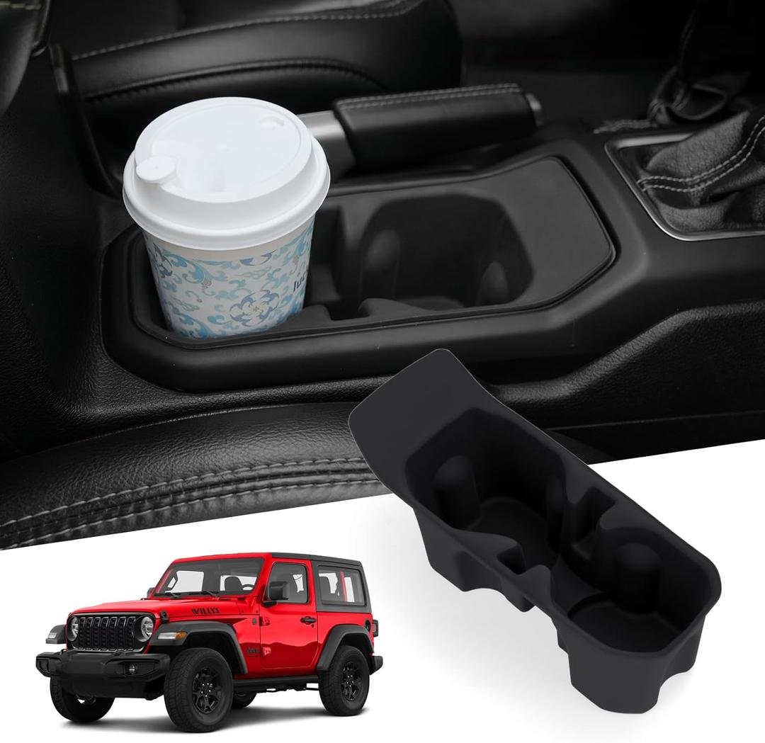 MAIKER Cup Holder Coaster Compatible with 20182025 Jeep Wrangler JL JLU 4XE & 20202025 Gladiator JT 2/4 Door, Silicone Cup Holder Mat Pad Insert CupHolder Liner, for Jeep Owners