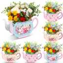 Yinder 6 Pcs Tea Party Decorations Princess Party Flower Boxes Centerpiece Floral Teapot Centerpiece for Floral Tea Themed Birthday Wedding Supplies (Sweet Tea Pot)
