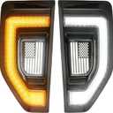 LED Side Marker Lights for Ford Maverick 2022 2023 2024 2025, Fender Badge Vent Blackout Emblem w/Sequential Turn Signals & Daytime Running Lights Lamp DRL Exterior Accessories (Smoked Lens)