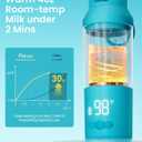 Paruu Portable Bottle Warmer for Travel, Easy-Clean Wide Mouth, Portable Milk Warmer with Fast Heating for Night Feeding, 7-Temp Control, Large 12oz Capacity, Ideal Gifts for New Parents, Blue
