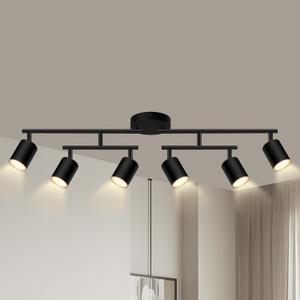 6 Light Track Lighting Fixtures Ceiling, Matte Black Kichen Track Lighting Fixtures with Rotatable Light Heads, Upgrade Light Poles, Modern LED Sopt Lights for Kitchen/Hallway, No GU10 Bulb
