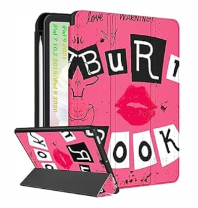 for iPad 9th/8th/7th Generation Case 10.2 Inch Girls Cute Women Folio Smart Cover with Pencil Holder Red Lips Design Funny Girly Teens Unique Cases for iPad 7/8/9 Gen A2602 A2270 A2197