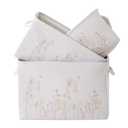 Storage Basket 3 Pack, Fabric Storage Basket for Three Sizes，Floral embroidery,Collapsible Canvas Storage Baskets for Organizing,Shelf,Nursery,Home,Closet,with Cotton Rope Handle(Off White-3PCS)
