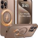 Dibrell Magnetic for iPhone 15 Pro Max Case, [Unbreakable & Magnetic Stand] [Military-Grade Protection] [Phone Case Compatible with MagSafe] Slim Translucent Matte Shockproof Phone Cover, Rose Gold