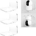 OAPRIRE Acrylic Floating Wall Shelves Set of 3 for Security Cameras, Baby Monitors, Speakers - Universal Small Wall Shelf with Cable Clips, 10-Piece Strong Tapes, No Drill (Clear)