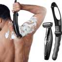 Mens Back Shaver with Long Handle, Multifunctional Self-Service Electric Back Hair Razor with Detachable Handle, Trimmer for Men with Back Attachment for Wet and Dry Use