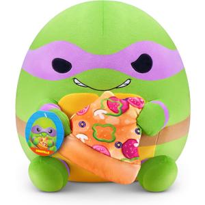 Snackles Ninja Turtles Donatello 14" Plush by ZURU, Cuddly Squishy Comfort Plush with Teenage Mutant Ninja Turtles Theme and Pizza Snack Accessory