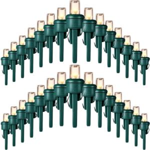 Honoson 180 Count 5 mm Winter LED Replacement Bulbs Bulk Wide Angle Winter LED Light Bulbs String Replacement Festival Light Garland Outdoor Tree Home Decoration (Green Base with Warm White Bulb)