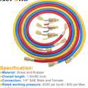 Aupoko AC Refrigerant Charging Hose with Ball Valve, 3-Color 60" R410A HVAC Hoses Kit with 1/4 SAE Thread, with Valve Core Remover Kit for R410A R134A R12 R22 R502 R404 Air Condition Maintenance