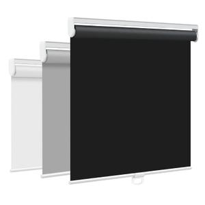 SEEYE Cordless Roller Shades for Windows, 100% Blackout Window Blinds for Privacy & UV Protection, Pull Down Room Darkening Door Blinds, Easy to Install for Home and Office (62" W x 72" H, Black)