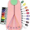 Choose Friendship Bracelet Making Kit  20 Pre-Cut Threads, Portable Loom with Storage, Makes 8 Bracelets, Craft Gift for Kids Ages 8+, Blush Pink Macaroon