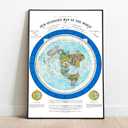 Flat Earth Map of the World - 1892 Alexander Gleason Map -24x36 inches- Wall Art Poster Print Dcor Gift - Circular Plane - Longitude and Time - Polar Azimuthal Projection - Flat Earthers - Unframed Home School Gift Decor (blue ring)