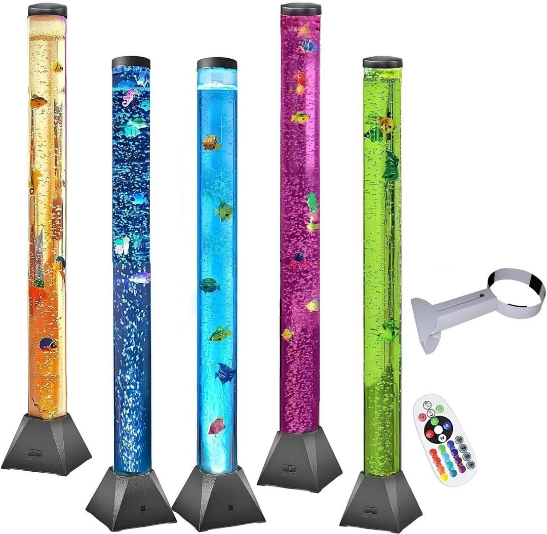 CALOVER LED Sensory Bubble Fish Tube Night Lamp 4Ft with Wall Bracket- Color Changing, Wall-Mountable Aquarium Tank Light for Mood Enhancement, ADHD Autism Relief -Gift for Kids, Men, Women