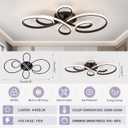 Black Modern LED Ceiling Light with Remote and App, 31.89-Inch Flower Flush Mount Ceiling Light, Dimmable 3000K-6000K, 4480LM Ceiling Fixture for Living Room Bedroom,