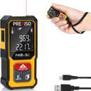 PREXISO Mini Laser Measurement Tool, 135Ft Rechargeable Laser Distance Meter Ft/Ft+in/in/M Unit, Laser Measure with High Accuracy, Pythagorean, Distance, Area, Volume Modes