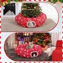 Christmas Tree Cat Tunnel Bed Cat Donut Tunnel Toy Under Christmas Tree Skirt, Flannel Kittens Cave Donut Multifunctional Hide Place for Rabbit Puppy, Snowflake Pattern(Red,White)
