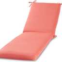 Modern Outdoor Chaise Lounge Cushion with Ties Durable Polyester Fabric, Channel-Filled Polyfiber Insert, Removable Zippered Cover, Coral