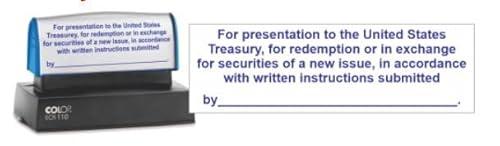 RESTRICTIVE Endorsement Stamp. Pre-Inked Stamp for US Bonds and Others. Meets All US Treasury Requirements. Blue Ink Color, Note: NO Border