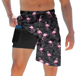 ALISISTER Men's Swim Trunks with Compression Liner Bathing Suit Summer Swimming Shorts XL