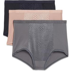 Warner's Women's Blissful Benefits Tummy-Smoothing Comfort Microfiber Brief 3-Pack Rs4433w (X-Large)