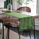 Macrame Table Runner Green Boho Table Runners with Tassels Hand Woven Cotton Table Runner Rustic Farmhouse Table Runners for Bohemian Kitchen Dining Table(12x48in)
