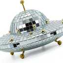 UFO-Shaped Disco Ball Home Dcor - Elevate Your Space with Retro-Reflective Silver Elegance
