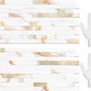 STICKGOO 20 Sheets Peel and Stick Backsplash Tile, Stick on Backsplash for Kitchen and Bathroom, Calacatta Gold Marble Look PVC Mixed Gold Self Adhesive Wall Tiles