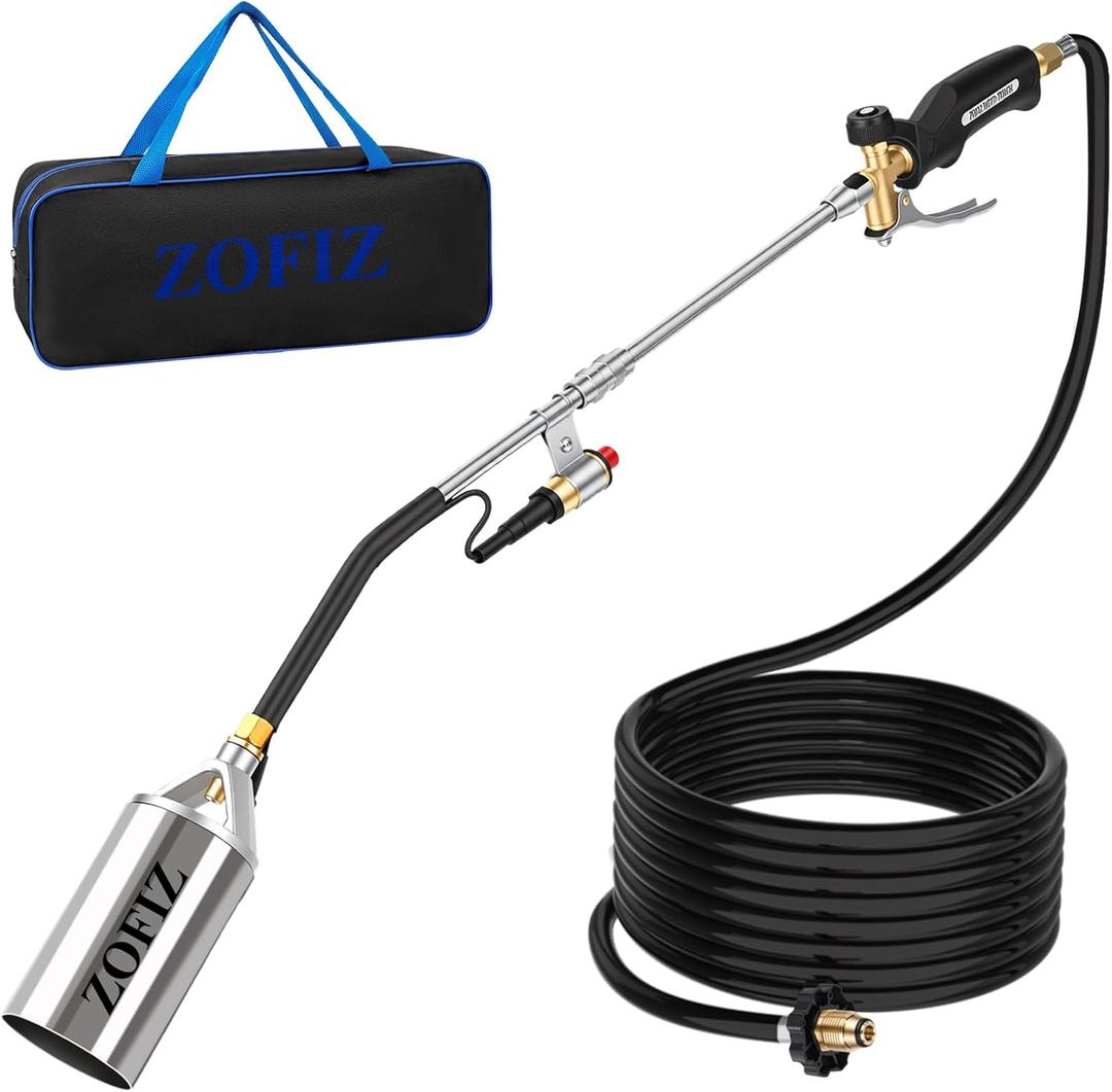 Propane Torch Weed Burner Kit,Heavy Duty Blow Torch with Storage Bag, Flamethrower with Turbo Trigger and 10 FT Hose for Weeding,Roofing, Melting Ice Snow,Road Marking (33IN)