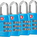 TSA Luggage Locks (4Pack) - 3 Digit Combination Padlocks - Approved Travel Lock for Suitcases & Baggage (Blue)