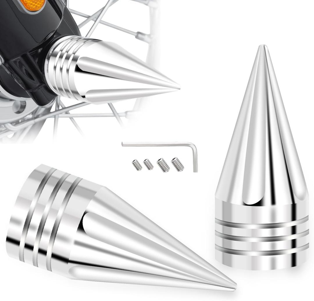 3.6" Axle Nut Covers, Chrome Axle Caps Compatible with Harley Davidson Street Glide Road King Trike Iron 883 Fat Boy Sportster Softail Dyna 2002-2024