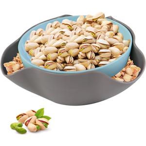 Pistachio Bowl with Shell Storage Large Double Dish Snack Bowl Perfect for Fruit, Nuts, Candy and Snacks