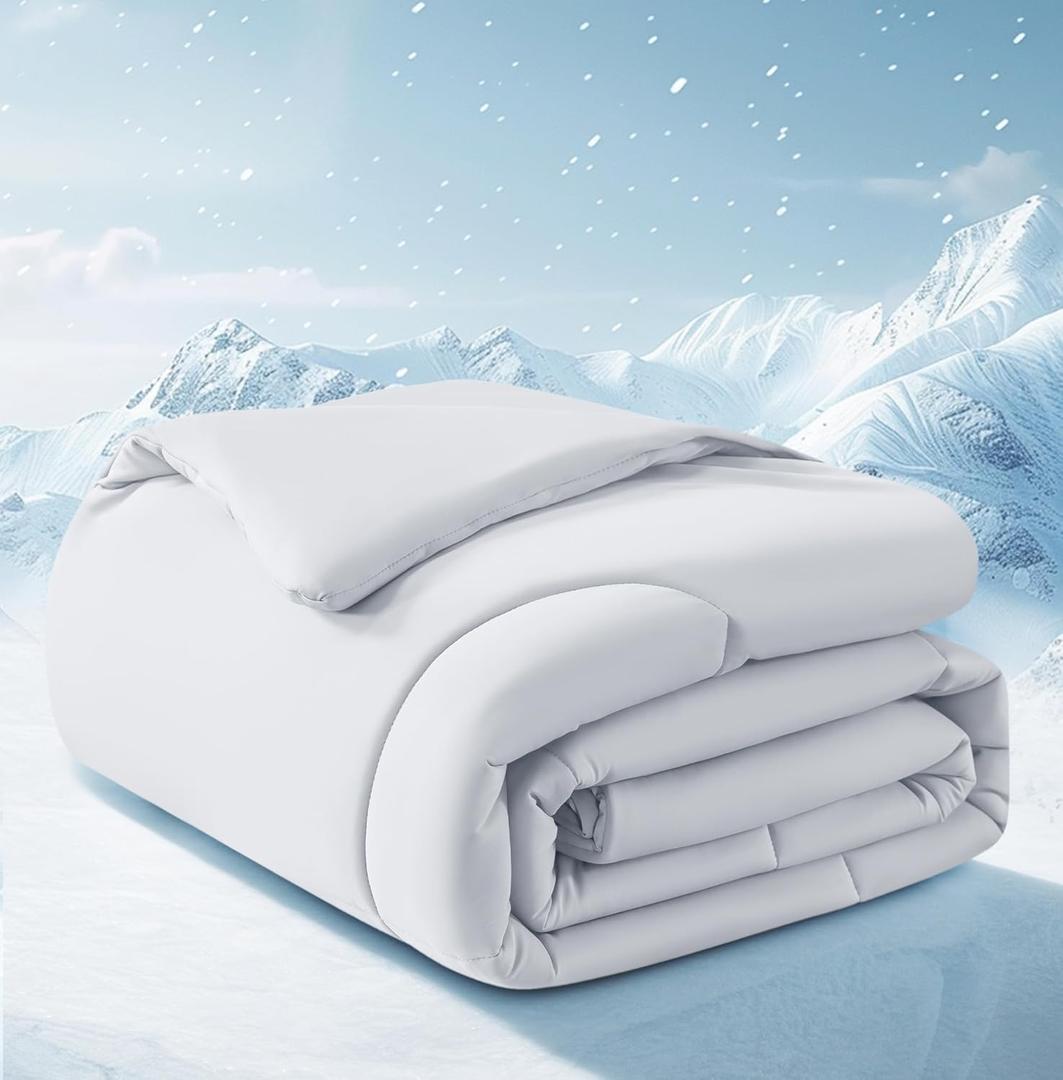 Cooling Comforter Twin/Twin XL Size, All Season Blanket for Hot Sleepers, Lightweight Comforter for Night Sweats, Double-Sided Cooling Bedding for Bed, Sofa, Office, Camping (Light Gray,68"*80")