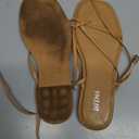 DIFEMA Womens Flats Sandals Square Toe Strappy Ankle Strap Flats, Size 7, Nude