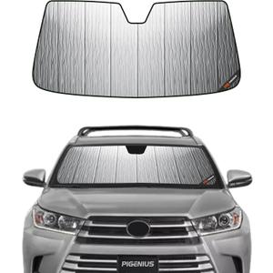 Windshield Sun Shade for Toyota Highlander 2014-2019,Front Window Sunshade Shield,2-in-1 Reflective Sun Shade,Silver for Summer, Black for Winter (AstraGuard)